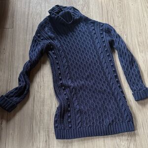 Anthropologie Navy Cable-Knit Turtleneck Sweater Dress